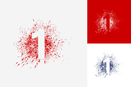 Letter 1 Splash Grunge Logo Template Design Vector, Emblem, Design Concept, Creative Symbol, Iconのイラスト素材