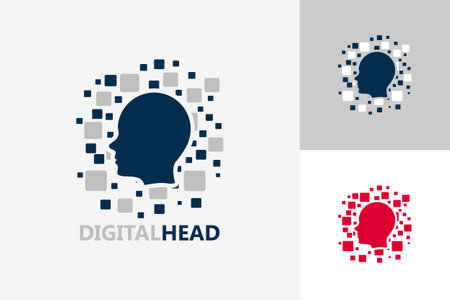 Digital Head Logo Template Design Vector, Emblem, Design Concept, Creative Symbol, Iconのイラスト素材