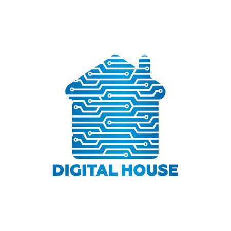 Digital House Logo Template Design Vector, Emblem, Design Concept, Creative Symbol, Iconのイラスト素材
