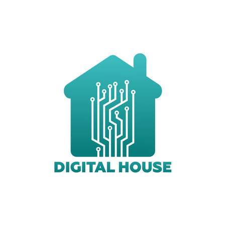 Digital House Logo Template Design Vector, Emblem, Design Concept, Creative Symbol, Iconのイラスト素材