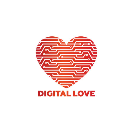 Digital Love Logo Template Design Vector, Emblem, Design Concept, Creative Symbol, Iconのイラスト素材