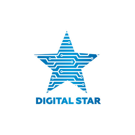 Digital Star Logo Template Design Vector, Emblem, Design Concept, Creative Symbol, Iconのイラスト素材