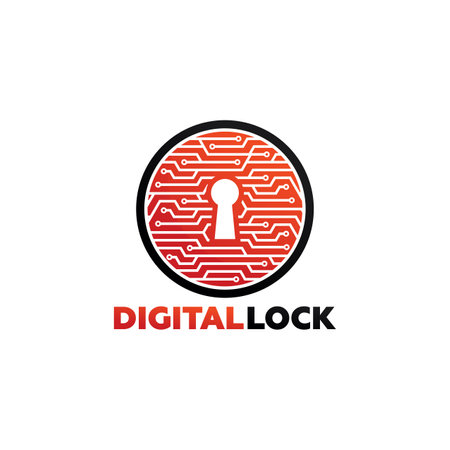 Digital Lock Logo Template Design Vector, Emblem, Design Concept, Creative Symbol, Iconのイラスト素材