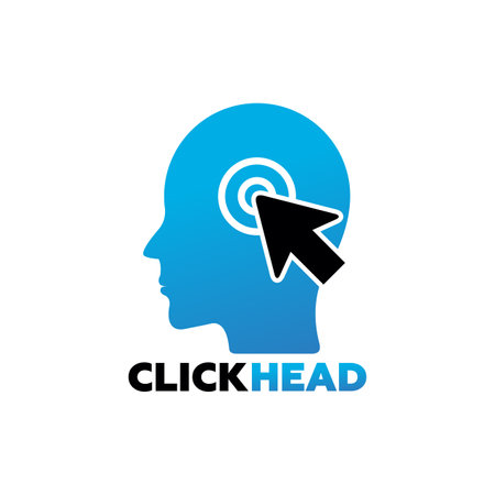 Click Arrow And Touch Head Logo Template Design Vector, Emblem, Design Concept, Creative Symbol, Iconのイラスト素材
