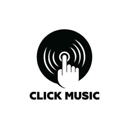 Click Music Logo Design Template. Sound wave icon, vector illustration.のイラスト素材