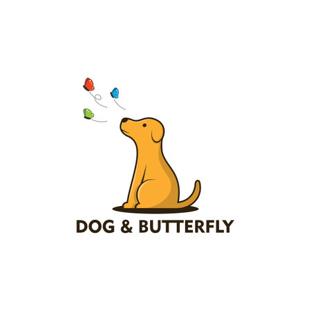 Dog and Butterfly Logo Template Designのイラスト素材