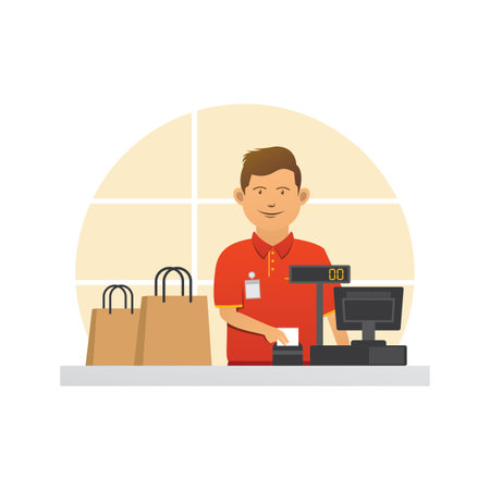 Illustration cashier vector designのイラスト素材