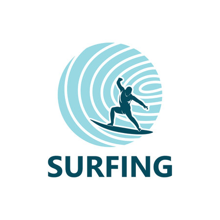Surfing Sport Logo Template Designのイラスト素材