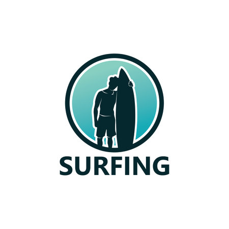Surfing Sport Logo Template Designのイラスト素材