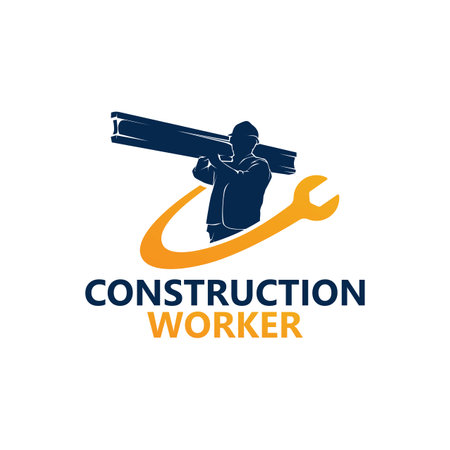 Construction Worker Logo Template Design Vectorのイラスト素材