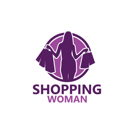 Shopping Woman Logo Template Design Vectorのイラスト素材
