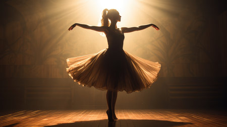 Ballet dancer silhouette, AI generated Imageの素材