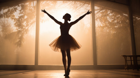 Ballet dancer silhouette, AI generated Imageの素材