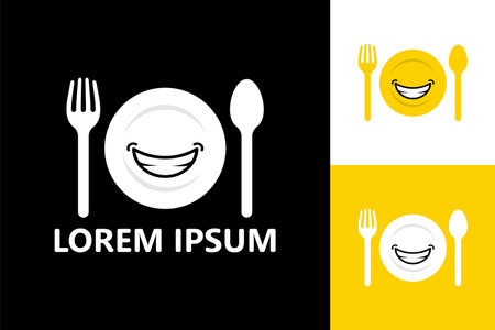 Happy food logo template design vectorのイラスト素材