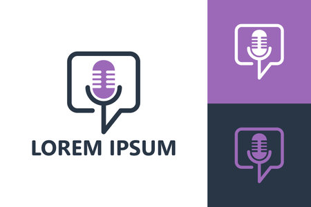 Voice chat, podcast talking logo template design vectorのイラスト素材