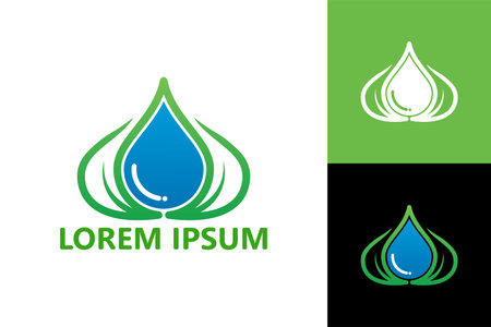 Leaf water logo template design vectorのイラスト素材