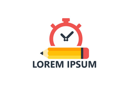 Study time, pencil and clock logo template design vectorのイラスト素材