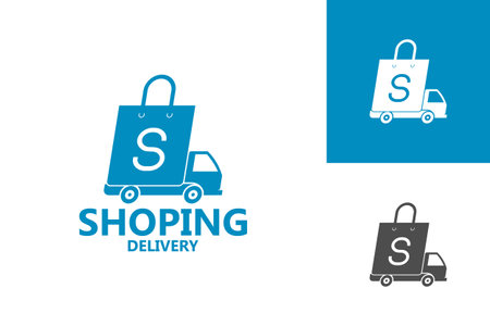Shopping delivery logo design template. Online shopping logotype concept.のイラスト素材