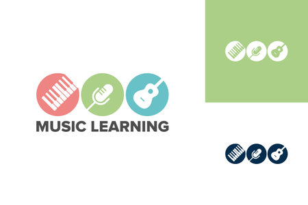 Music Learning Logo Template Design Vector, Emblem, Design Concept, Creative Symbol, Iconのイラスト素材