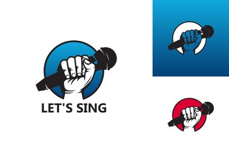 Sing With Microphone in Hand Logo Template Design Vector, Emblem, Design Concept, Creative Symbol, Iconのイラスト素材