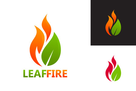Leaf Fire Logo Template Design Vector, Emblem, Design Concept, Creative Symbol, Iconのイラスト素材