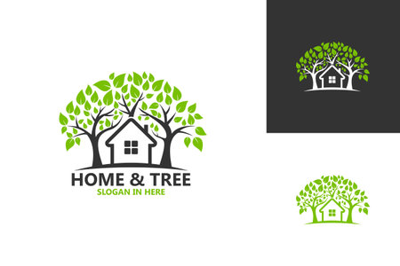 Home And Tree Nature Logo Template Design Vector, Emblem, Design Concept, Creative Symbol, Iconのイラスト素材