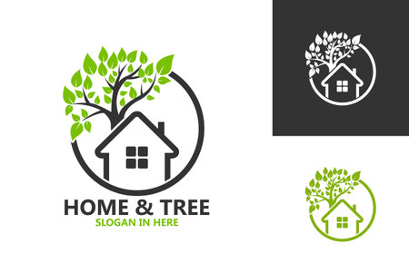 Home And Tree Nature Logo Template Design Vector, Emblem, Design Concept, Creative Symbol, Iconのイラスト素材