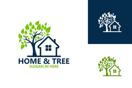 Home And Tree Nature Logo Template Design Vector, Emblem, Design Concept, Creative Symbol, Iconのイラスト素材