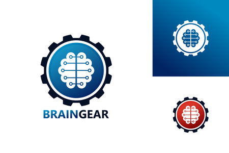 Brain Gear Digital Logo Template Design Vector, Emblem, Design Concept, Creative Symbol, Iconのイラスト素材