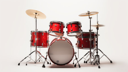 Drum set on white background, AI generated Imageの素材