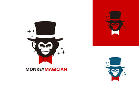 Monkey Magician Logo Template Design Vector, Emblem, Design Concept, Creative Symbol, Iconのイラスト素材