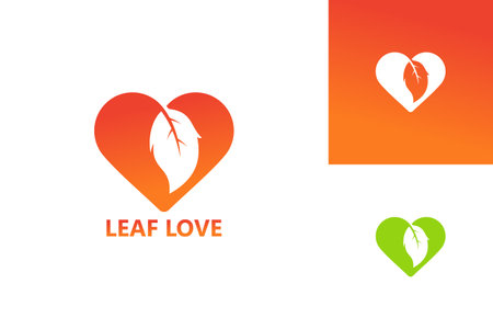 Leaf Love Logo Template Design Vector, Emblem, Design Concept, Creative Symbol, Iconのイラスト素材