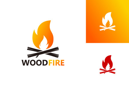 Wood Fire Logo Template Design Vector, Emblem, Design Concept, Creative Symbol, Iconのイラスト素材