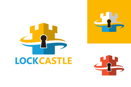 Lock Castle Logo Template Design Vector, Emblem, Design Concept, Creative Symbol, Iconのイラスト素材