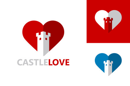 Castle Love Logo Template Design Vector, Emblem, Design Concept, Creative Symbol, Iconのイラスト素材