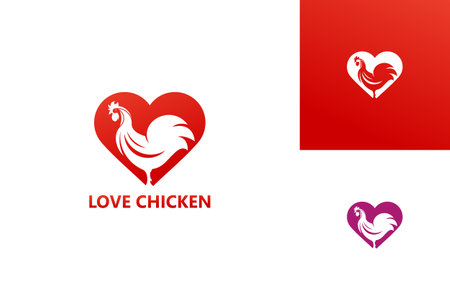 Love Chicken Logo Template Design Vector, Emblem, Design Concept, Creative Symbol, Iconのイラスト素材