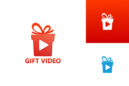 Gift Video Play Logo Template Design Vector, Emblem, Design Concept, Creative Symbol, Iconのイラスト素材