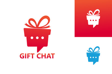 Gift Chat Logo Template Design Vector, Emblem, Design Concept, Creative Symbol, Iconのイラスト素材