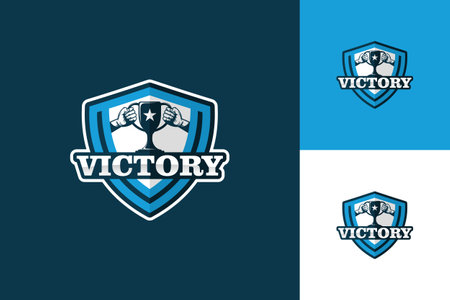 Victory Shield Logo Template Design Vector, Emblem, Design Concept, Creative Symbol, Iconのイラスト素材