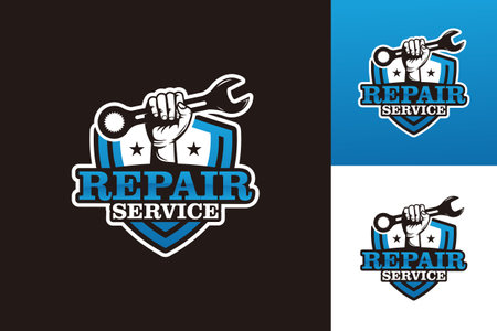 Repair Shield Logo Template Design Vector, Emblem, Design Concept, Creative Symbol, Iconのイラスト素材