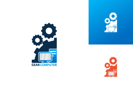 Gear Computer Logo Template Design Vector, Emblem, Design Concept, Creative Symbol, Iconのイラスト素材