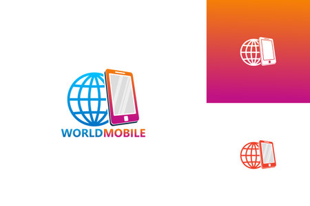 World Mobile Logo Template Design Vector, Emblem, Design Concept, Creative Symbol, Iconのイラスト素材
