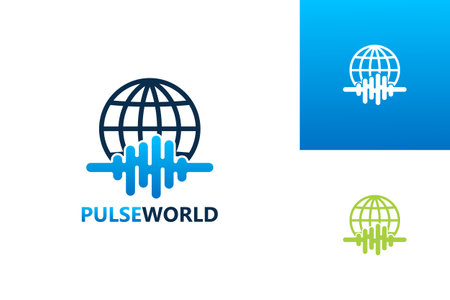 Pulse World Logo Template Design Vector, Emblem, Design Concept, Creative Symbol, Iconのイラスト素材