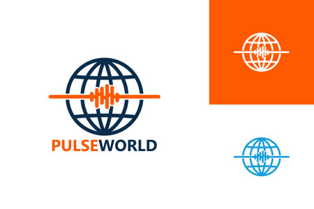 Pulse World Logo Template Design Vector, Emblem, Design Concept, Creative Symbol, Iconのイラスト素材