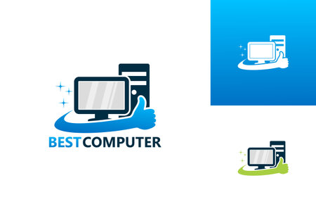 Best Computer Logo Template Design Vector, Emblem, Design Concept, Creative Symbol, Iconのイラスト素材