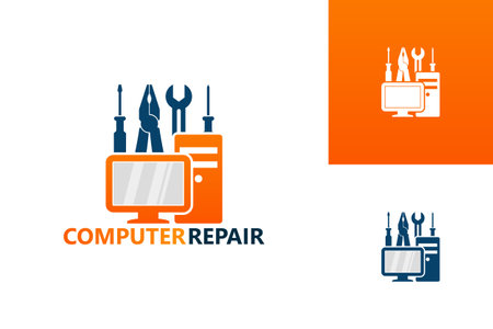 Computer Repair Logo Template Design Vector, Emblem, Design Concept, Creative Symbol, Iconのイラスト素材