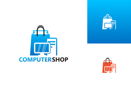 Computer Shop Logo Template Design Vector, Emblem, Design Concept, Creative Symbol, Iconのイラスト素材