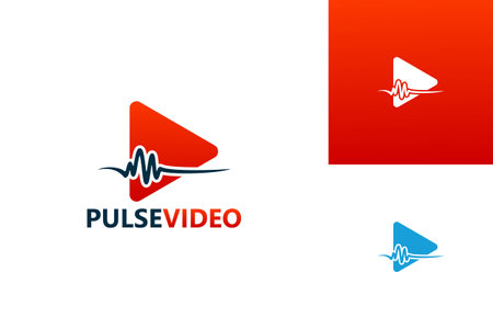 Pulse Video Play Logo Template Design Vector, Emblem, Design Concept, Creative Symbol, Iconのイラスト素材