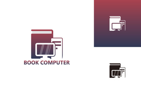 Book Computer Logo Template Design Vector, Emblem, Design Concept, Creative Symbol, Iconのイラスト素材