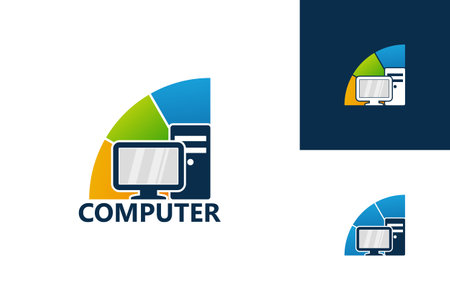 Computer Logo Template Design Vector, Emblem, Design Concept, Creative Symbol, Iconのイラスト素材